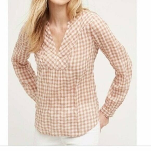 Holding Horses Lightweight Gingham Popover Blouse - Picture 1 of 7